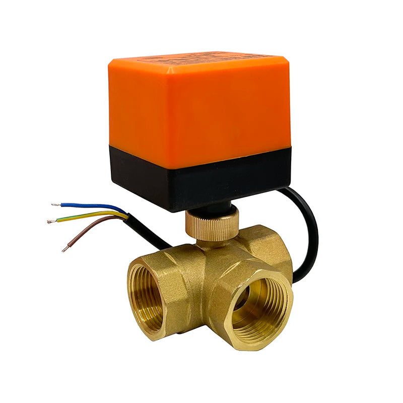 1/2" 3/4" 1" 1-1/4" 1-1/2" 3 Way Motorized Ball Valve T/L Type 220V 24V 12V 3 Wire 2 Control Electric Ball Valve