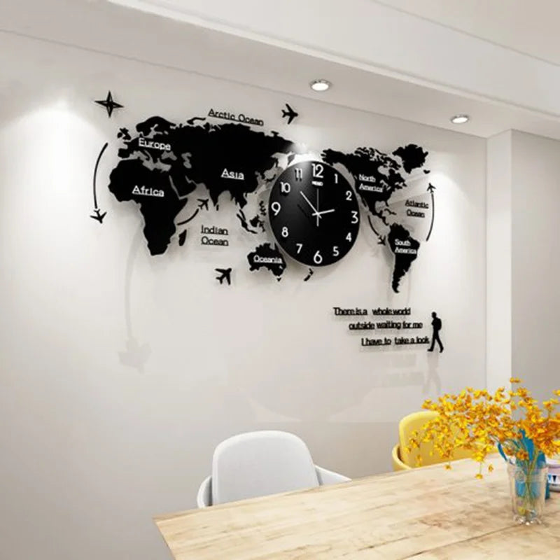 Unique Acrylic Wall Clock 3D DIY Large Wall Hanging Clock with Stickers Home Decorations