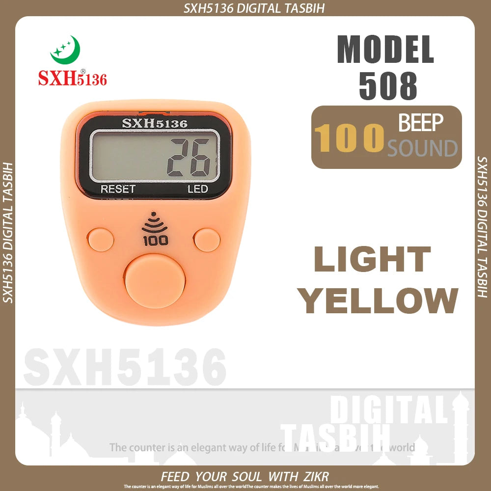 SXH5136 New Model LCD Finger Ring Tally Counter with 100 Beep Sound & LED Light Pray Tasbeeh Zikr Ring Muslim Digital Tasbih