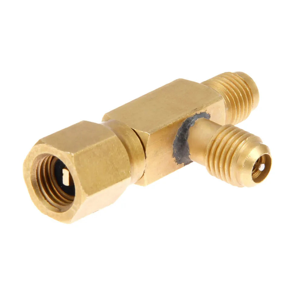 1pc T Type Adapter Tee Adapter 1/4X1/4X1/4\"SAE Flare Add Gauge Deep Vacuum Pump/Manifold Set Solid Brass Tee Adapter