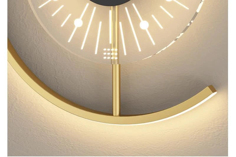 SANDYHA Nordic Clock Wall Lamp Living Room Background Wall Bedroom Headboard Light Modern Minimalist Decorative Lighting Fixture