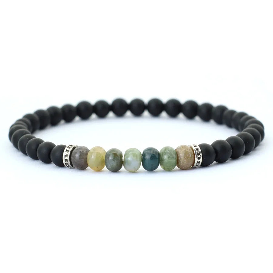 Simple Style Natural Matte Stone Bracelet Unisex Handmade 6mm Tiger Eyes Obsidian Beaded Braslet Healing Leisure Couple Pulseira