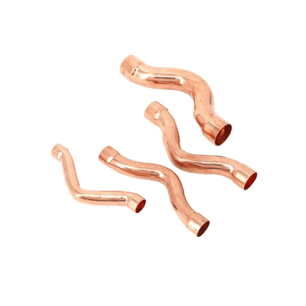 15-35mm Weld Socket End Feed Solder Arch Bridge Bend Bow Pure Copper Pipe Fitting Connector Air-Coniditioning