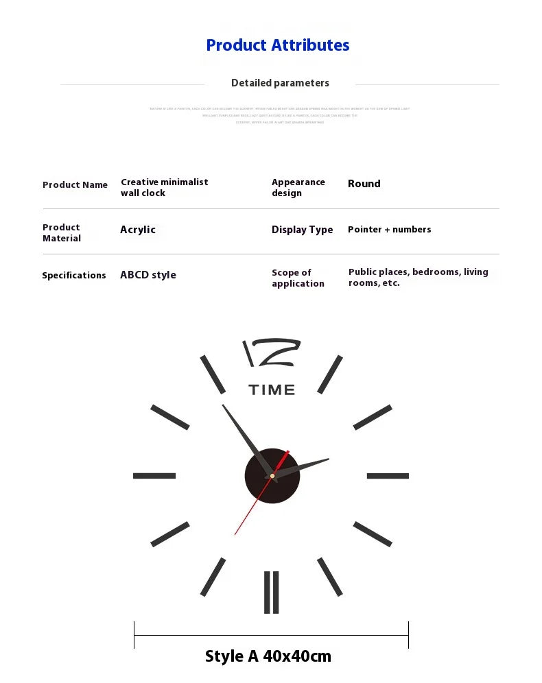 2023 Modern Design Large Wall Clock 3D DIY Quartz Clocks Fashion Watches Acrylic Mirror Stickers Living Room Home Decor Horloge