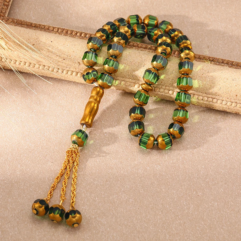 33PCS Holy Muslim Crystal Rosary Prayer Beads Glass Loose Islamic Prayer Beaded Bracelets Prayer Jewelry Accessories Wholesale