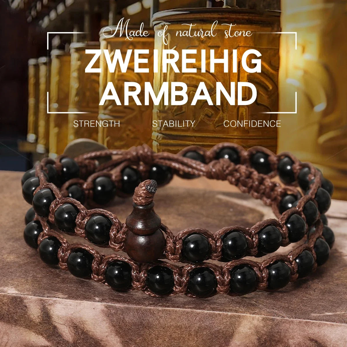 6mm Buddhist Natural Stone Beads Sandalwood Buddha Meditation Rosary Bracelet Women's Men's Gourd Beads Multi-Circle Bracelet