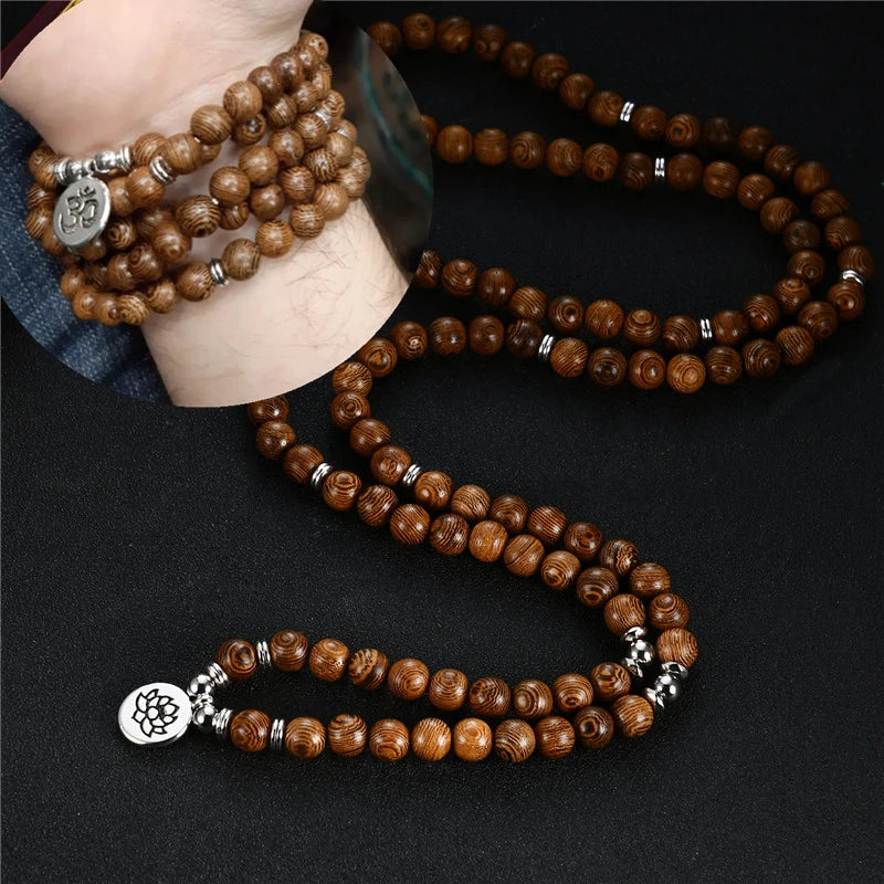 Wood Multi-layer Prayer Beads Bracelet Charm Meditation Yoga Rosary Lucky Wooden Bracelet For Women Men Jewelry Drop shipping