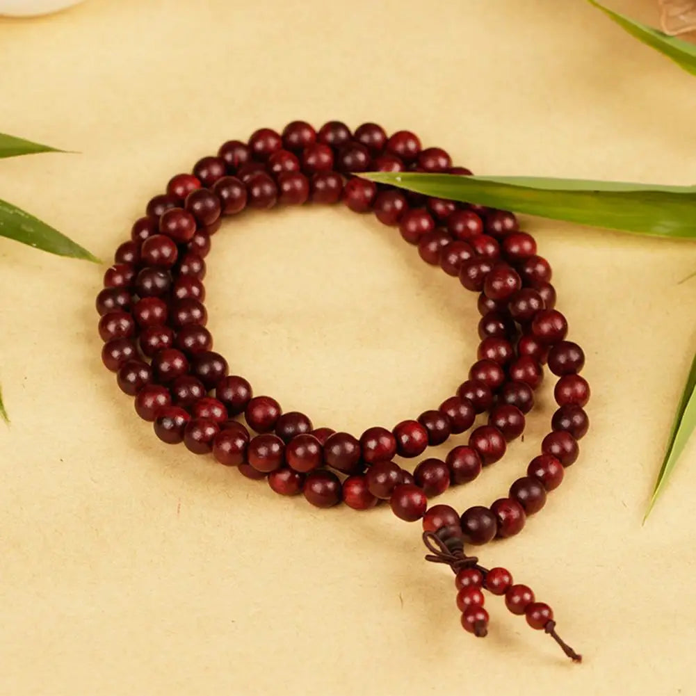 Natural Sandalwood Bracelets Men Buddhist Buddha Meditation Bead Bracelet for Women Prayer 108 Beads Rosary Hanging Decoration