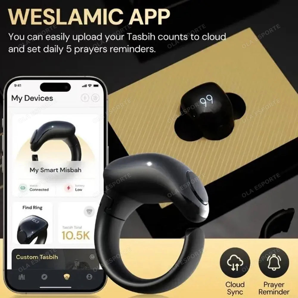 2025 Adjustable Smart Tasbih Tally Digital Counter for Muslims Tasbeeh Zikr Ring Vibration Reminder Waterproof Electronic Rosary