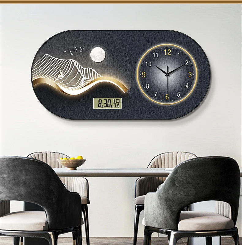 Modern minimalist living room wall clock high-end creative fashion clock restaurant bedroom wall-mounted electronic clock