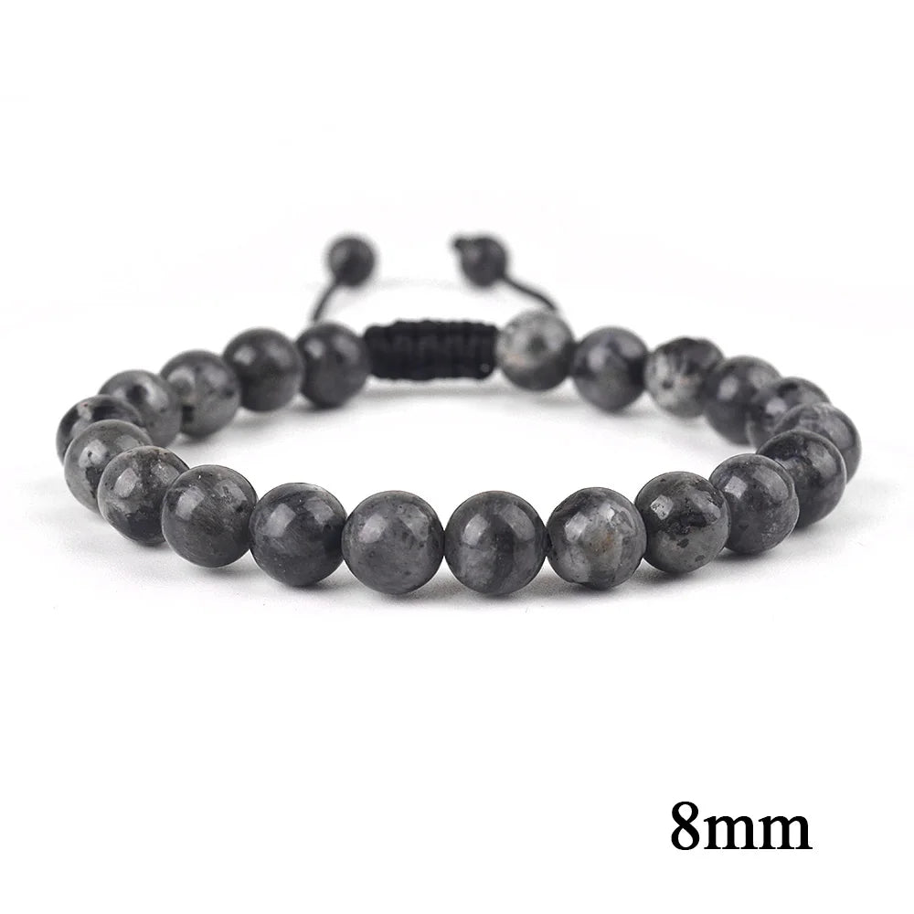 6mm 8mm 10mm Natural Stone Bracelet, Tiger Eye Agate Lava Bead Unisex Adjustable Handwoven Boho Jewelry Gift for Men Women