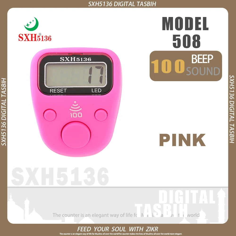 SXH5136 New Model LCD Finger Ring Tally Counter with 100 Beep Sound & LED Light Pray Tasbeeh Zikr Ring Muslim Digital Tasbih