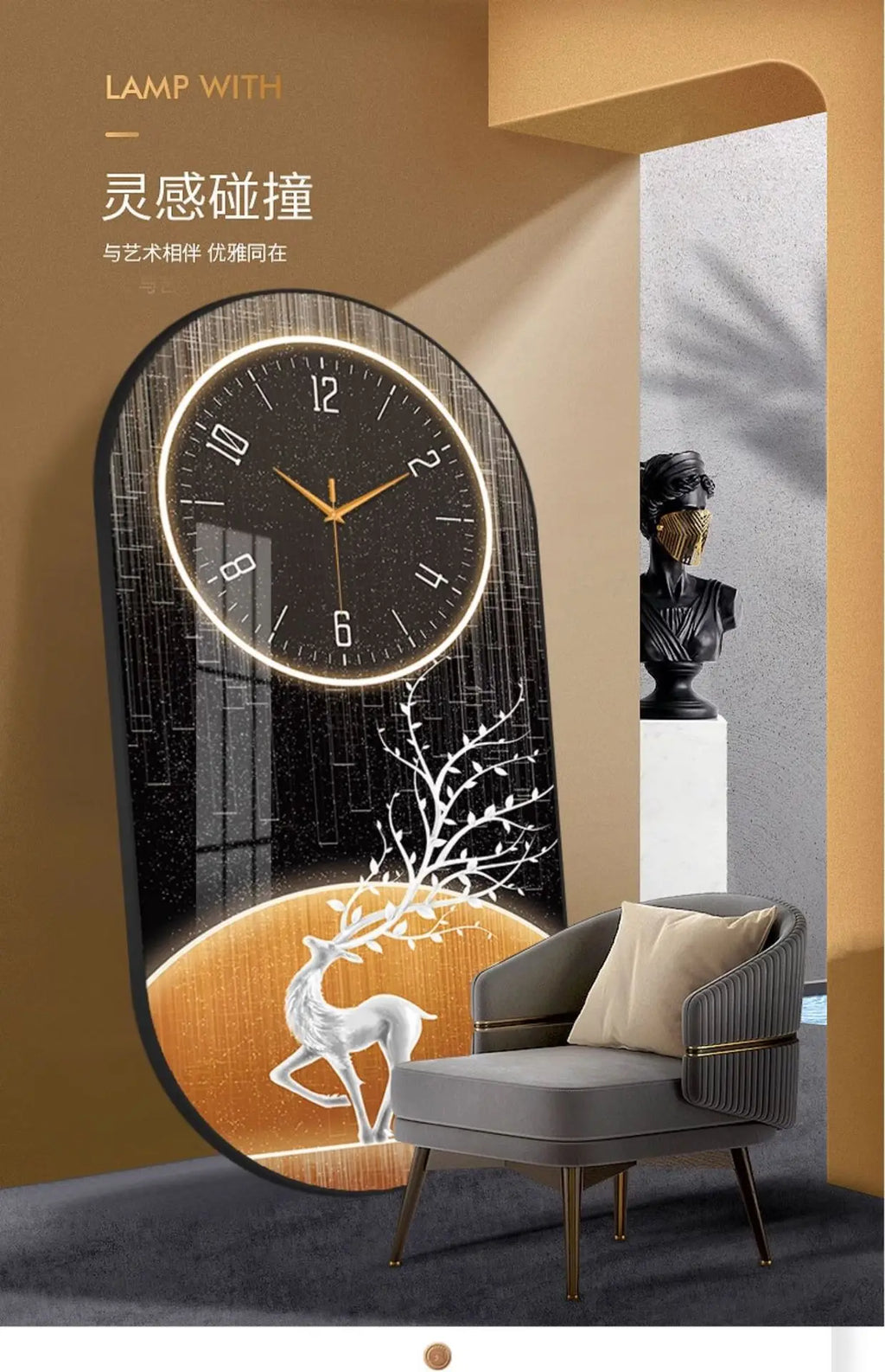 Nordic luxury Wall Clock Living Room Household Fashion Restaurant Decorative Painting Creative Wall Hanging Silent Clock