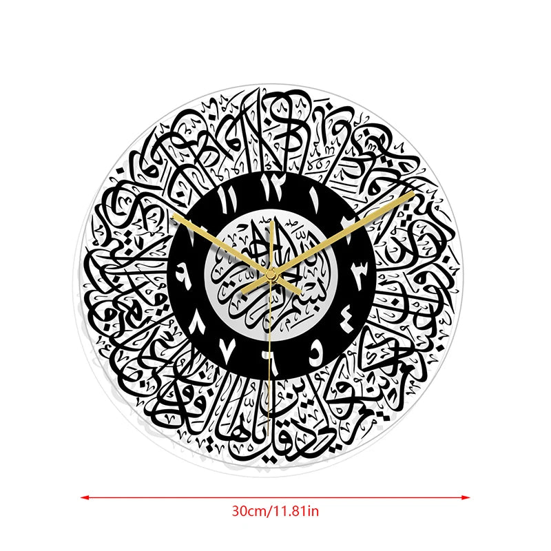 1pc Acrylic Mirror Decorative Clock Islamic Calligraphy Decoration Silent Wall Decor Home Clock Clock Wall 3d Pendulum