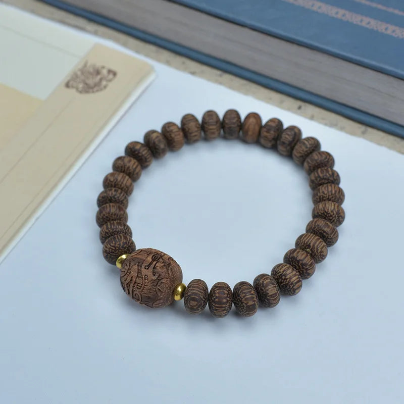 Vietnamese Nha Trang White Kynam Agarwood Bracelet Old-Style Beads Double-Circle Sinkable Rosary With Natural Fragrance Unisex