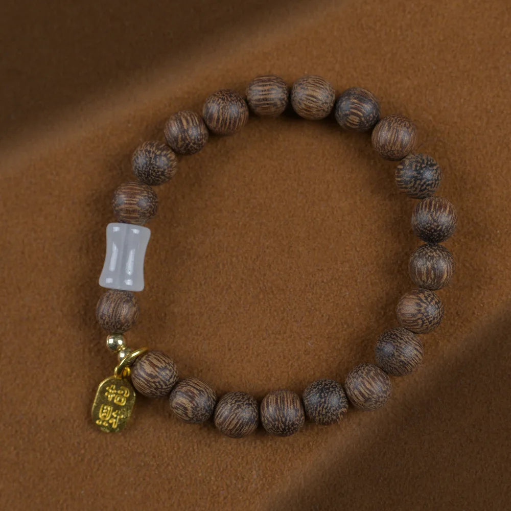 Vietnamese Nha Trang White Kynam Agarwood Bracelet Old-Style Beads Double-Circle Sinkable Rosary With Natural Fragrance Unisex