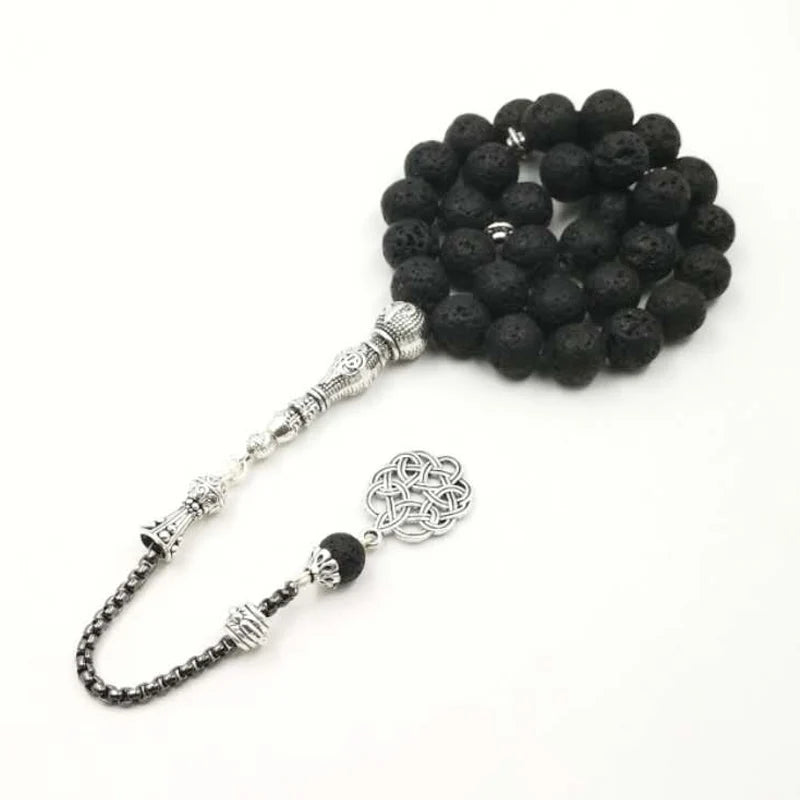 Black Tasbih lava stone 33 beads bracelet natural volcanic stone muslim Eid gift islamic accessories on hand