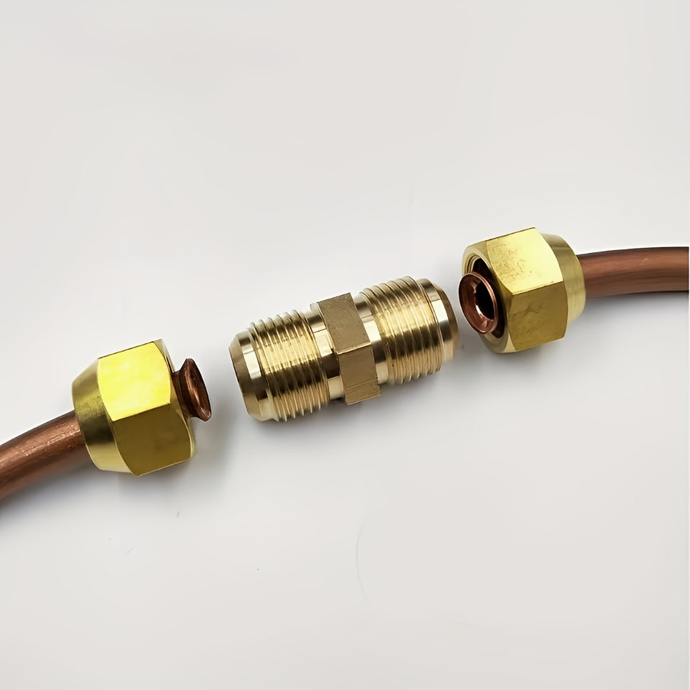2 Copper Air Conditioner Copper Tube Adapters - 1/4" & 3/8" Male/Female Spark Thread Quick Couplers, Leak-Proof Double Head Fittings for Air Conditioning & Freeze Repair (US & EU Standard Threads), Freeze Connection, Copper C